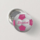 Customizable Football Soccer Ball Pink and White Button (Vorne & Hinten)