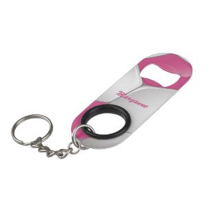 Customizable Football Soccer Ball Pink and White Mini Flaschenöffner