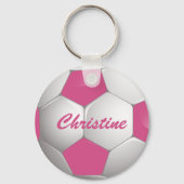 Customizable Football Soccer Ball Pink and White Schlüsselanhänger (Vorderseite)