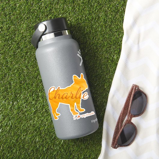 Customizable French Bulldog Pastel Orange Frenchie Aufkleber (HydroFlask Insitu)