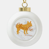 Customizable French Bulldog Pastel Orange Frenchie Keramik Kugel-Ornament (Vorderseite)