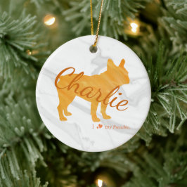Customizable French Bulldog Pastel Orange Frenchie Keramik Ornament