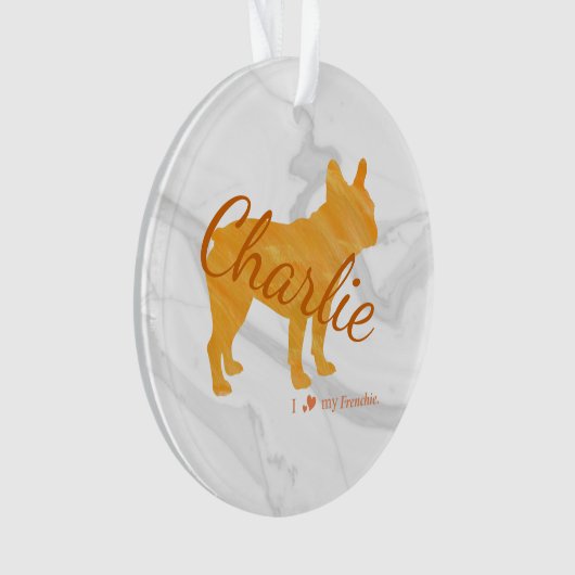 Customizable French Bulldog Pastel Orange Frenchie Ornament (Vorderseite)