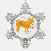 Customizable French Bulldog Pastel Orange Frenchie Schneeflocken Zinn-Ornament (Vorderseite)
