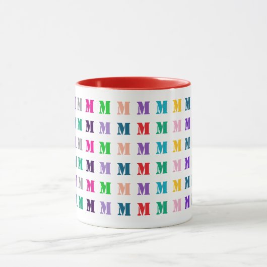 Customizable Fun Colorful Kids Monogram Tasse (Zentrum)