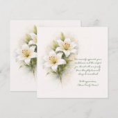 Customizable Funeral White Lily Thank You Card Dankeskarte (Vorne/Hinten)