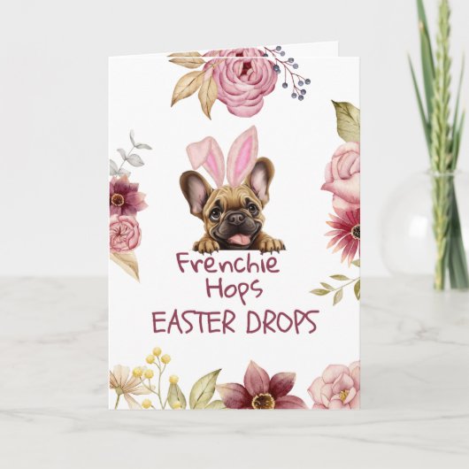 Customizable Funny Frenchie Easter Greeting Card Karte (Vorderseite)