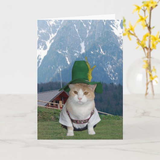 Customizable Funny German Cat Karte (Gelbe Blume)
