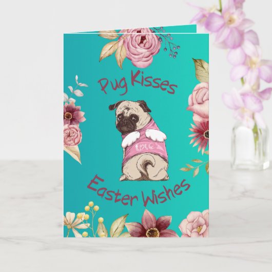 Customizable Funny Pug Easter Greeting Card Karte (Orchidee)