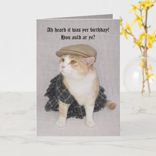 Customizable Funny Scottish Fold Scottish Birthday Karte (Gelbe Blume)