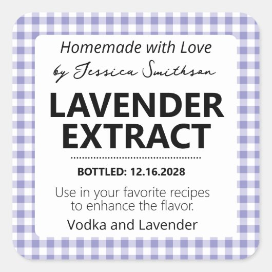 Customizable Gingham Extract Label Quadratischer Aufkleber (Vorderseite)