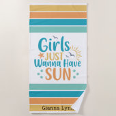 Customizable Girls Just Wanna Have Sun Strandtuch (Vorderseite)