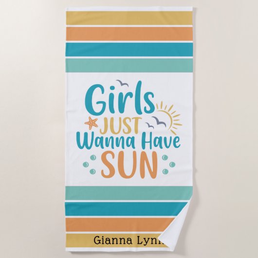 Customizable Girls Just Wanna Have Sun Strandtuch (Vorderseite)