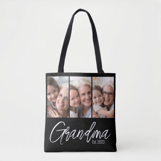 Customizable Grandma Established Year 3 Photo Tasche (Vorderseite)