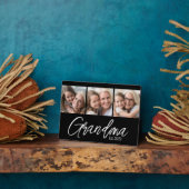 Customizable Grandma Established Year 3 Picture Fotoplatte (Seite)