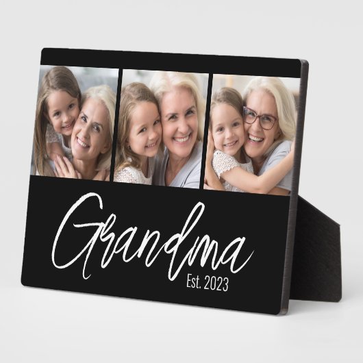 Customizable Grandma Established Year 3 Picture Fotoplatte (Seite)