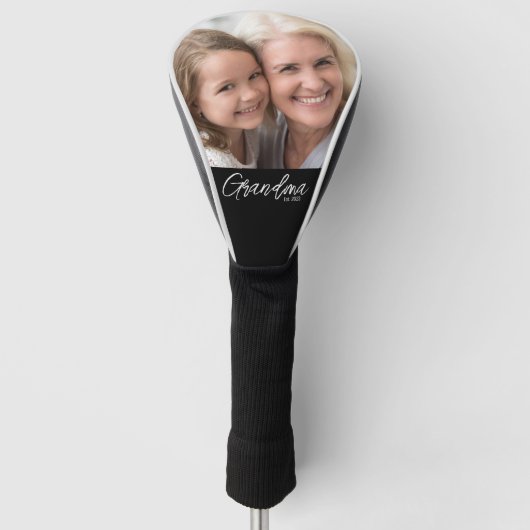 Customizable Grandma Established Year Photo Golf Headcover (Vorderseite)