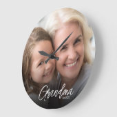 Customizable Grandma Established Year Photo Große Wanduhr (Winkel)