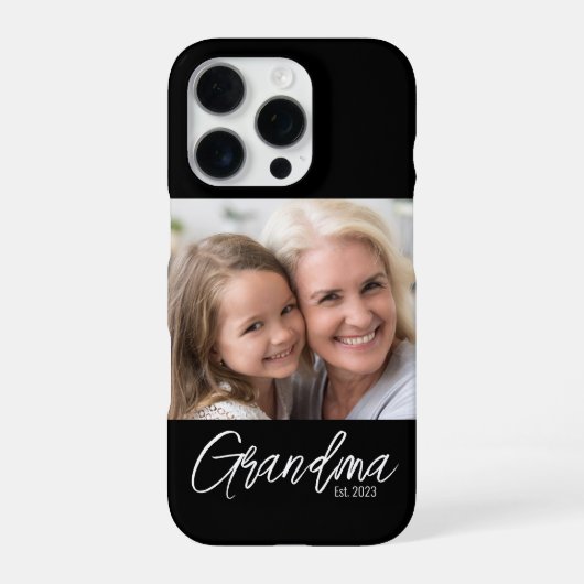 Customizable Grandma Established Year Photo iPhone Hülle (Rückseite)