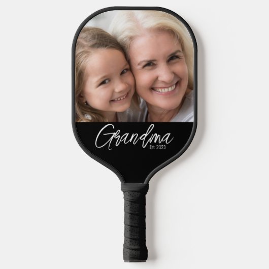 Customizable Grandma Established Year Photo Pickleball Schläger (Vorderseite)