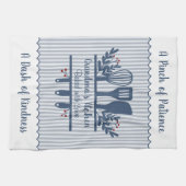 Customizable Grandmas Kitchen Blue Stripes Geschirrtuch (Horizontal)