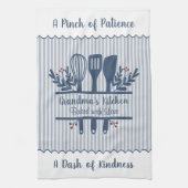 Customizable Grandmas Kitchen Blue Stripes Geschirrtuch (Vertikal)