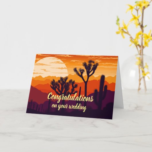 Customizable Gratulationen wedding desert sunset Karte (Gelbe Blume)