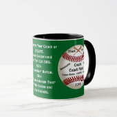 Customizable Green, Baseball Coach Danke Tasse, Tasse (VorderseiteRechts)