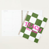 Customizable Green Checkered Teacher Planner Planer (Anzeige)