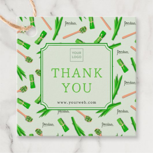 Customizable Green Pandan Business Thank You Tag Geschenkanhänger (Vorderseite)