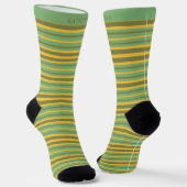 Customizable Green Yellow Brown Stripes  Sock Socken (Gewinkelt)