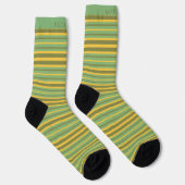 Customizable Green Yellow Brown Stripes  Sock Socken (Rechts)