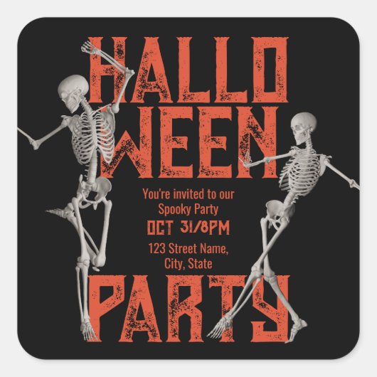 Customizable Halloween Dance Party Quadratischer Aufkleber (Vorderseite)