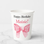 Customizable Happy Birthday Bow Paper Cup Pappbecher (Rückseite)