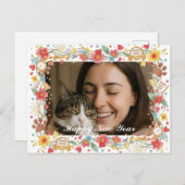 Customizable Happy New Year Pet Lover Photo Postkarte (Vorne/Hinten)