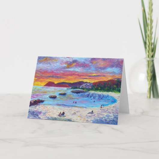 Customizable Hawaiian Lagoon 4 Sunset Dankeskarte (Vorderseite)