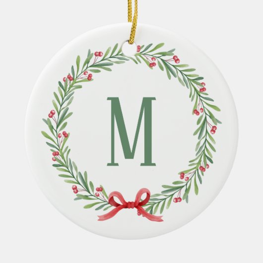 Customizable Holiday Letter and Gift Stickers Keramik Ornament (Vorne)