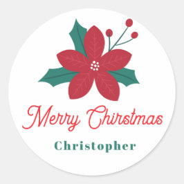 Customizable Holiday Merry Christmas Festive Runder Aufkleber