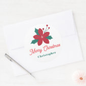 Customizable Holiday Merry Christmas Festive Runder Aufkleber (Umschlag)