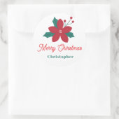 Customizable Holiday Merry Christmas Festive Runder Aufkleber (Tasche)