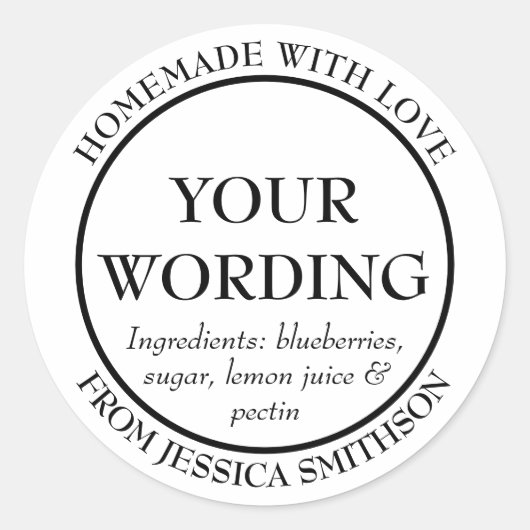 Customizable Homemade Items Label Runder Aufkleber (Vorderseite)