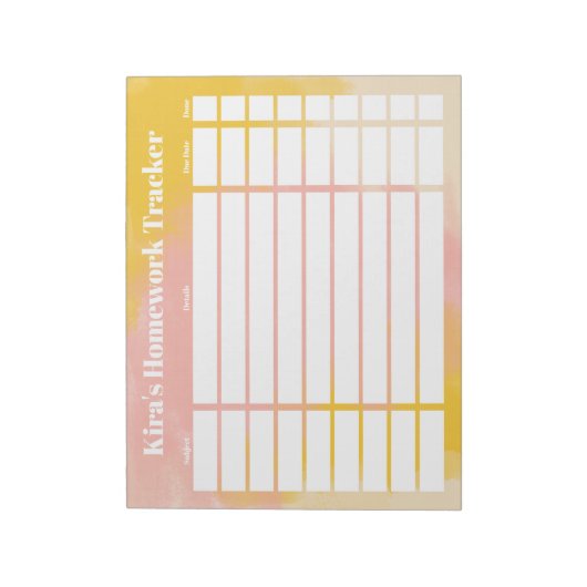 Customizable Homework Tracker Notepad Notizblock (Rotiert)
