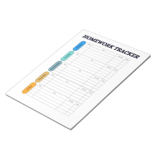 Customizable Homework Tracker Notizblock (angewinkelt)