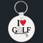 Customizable I love Golf Balls Schlüsselanhänger<br><div class="desc">Show off your passion for the green with this sleek and playful "I ❤️ GOLF" design. Featuring a clever blend of typography and sport-specific imagery, this graphic replaces the "O" in Golf with a detailed golf ball illustration and underlines the sentiment with a classic iron club. It’s a sophisticated yet...</div>
