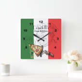 Customizable Italian Themed Restaurant Clock Quadratische Wanduhr (Zuhause)