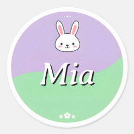 Customizable Kids Name Sticker – Bunny & Flowers
