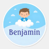 Customizable Kids Name Sticker Cloud & Sky Design (Vorderseite)