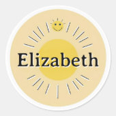 Customizable kids Name Sticker – Sunny Design (Vorderseite)