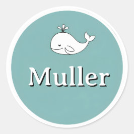 Customizable Kids Name Sticker – Whale Design