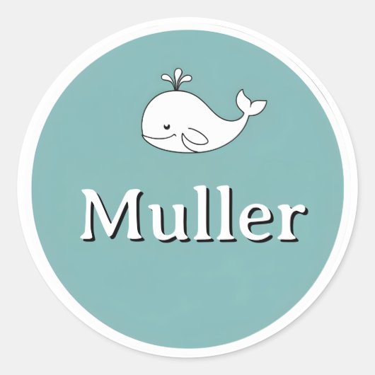 Customizable Kids Name Sticker – Whale Design (Vorderseite)